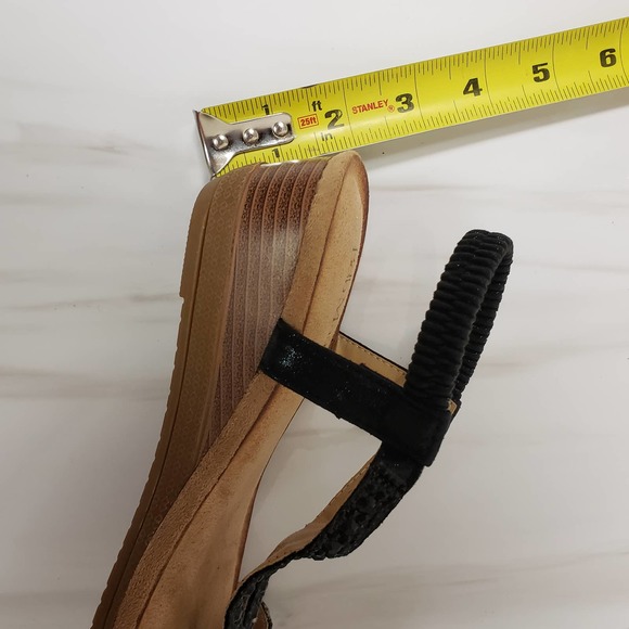 Black Rhinestone Comfort Sandal Cushioned Wedge Size 7.5 - Picture 6 of 7